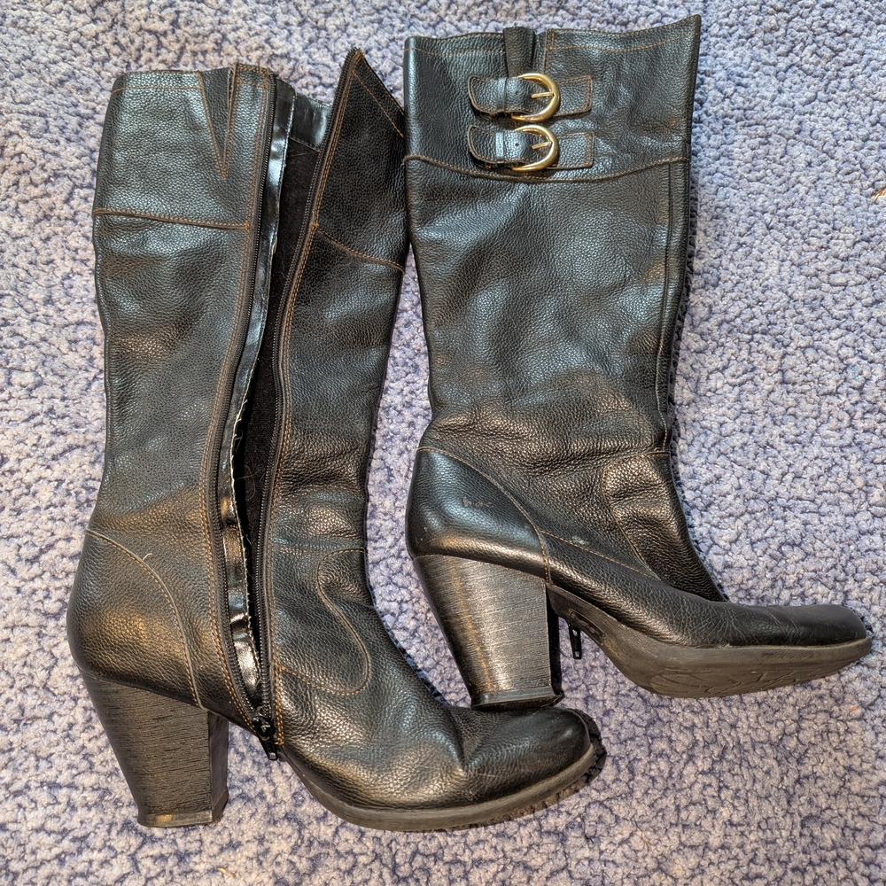 boc Black Heeled Leather Boots
